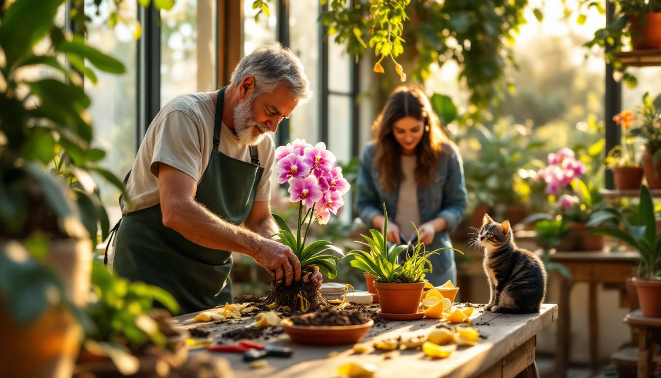 ontdek de verrassende bananentruc die ervoor zorgt dat orchideeën weer prachtig gaan bloeien. eenvoudige tips voor levendige bloemen in huis.