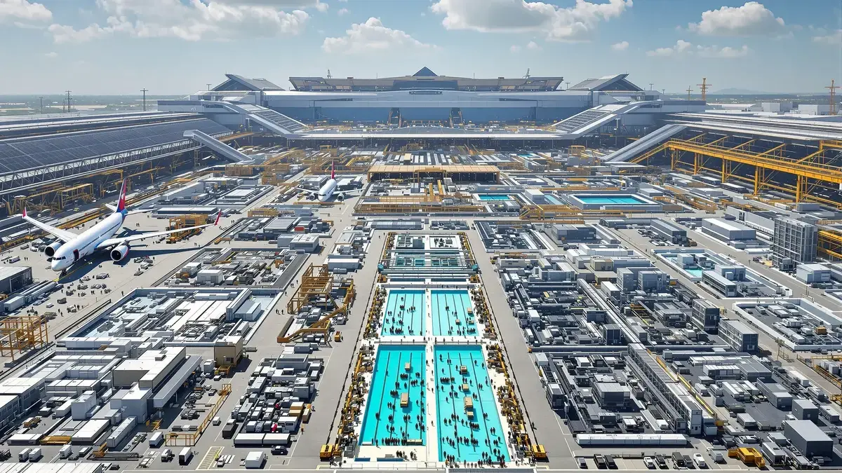 De grootste fabriek ter wereld, met 30.000 werknemers, zou 3.753 olympische zwembaden kunnen bevatten en tegelijkertijd acht vliegtuigen kunnen bouwen